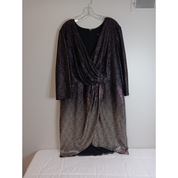Lane Bryant Pink Ombre Metallic Dress V Neck  Sz 22 - Picture 1 of 6